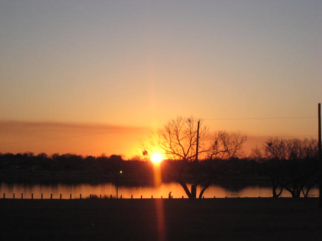 Iowa Park, TX: sunset over the lake