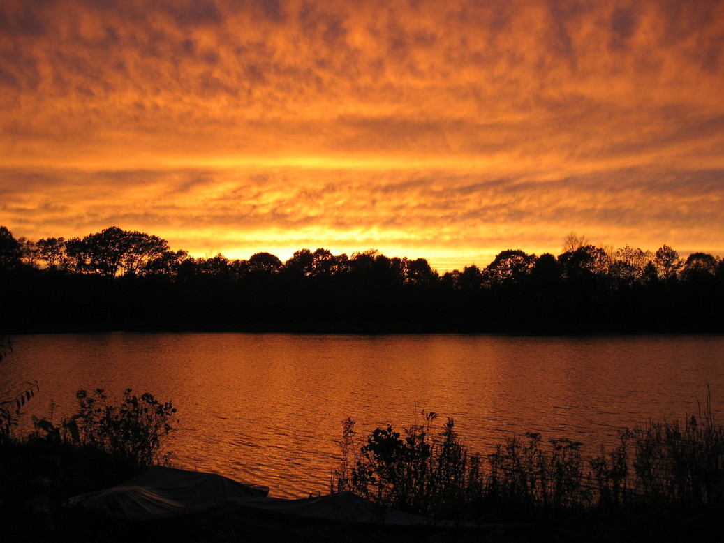 Nassau, NY: Sunset at Cleveland Pond, Lyons Lake Road