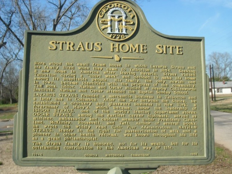 Talbotton, GA: Straus House Site Historic Marker - Talbotton