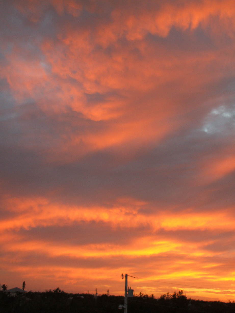 Cudjoe Key, FL: fire in the sky, sunset from balcony of Pirate Wellness Center