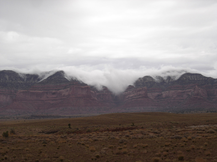 Tsaile, AZ Morning fog creeping over the Chuska mountains in Tsaile