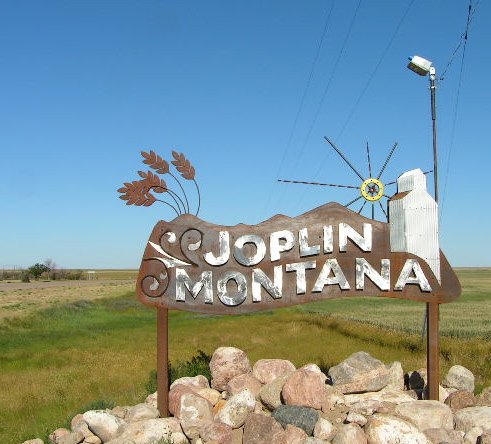 Joplin, MT: Entrance sign on US Highway 2