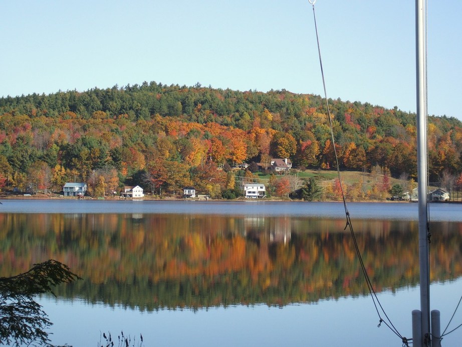Gilmanton, NH: A view of the fall foliage from Loon Pond