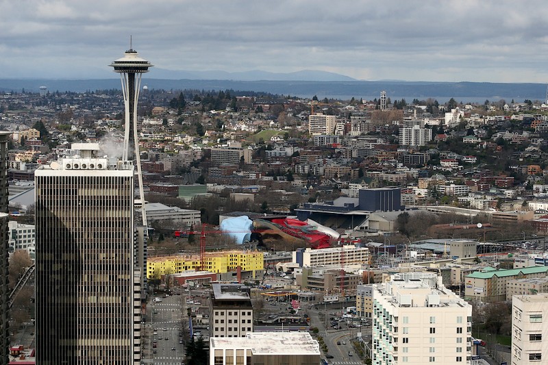 Seattle, WA: Seattle Center from 38th floor Two Union Square office