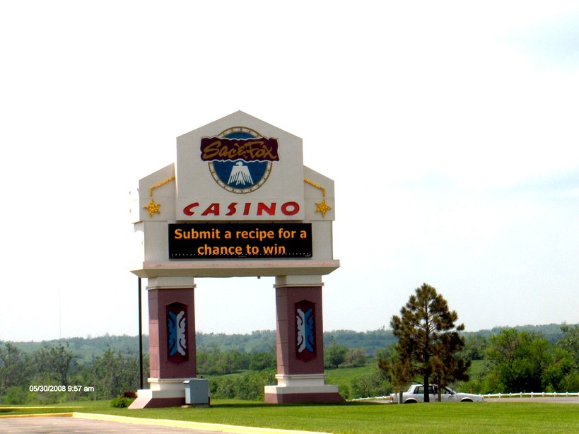 Fairview, KS: Signage for Sac & Fox Casino Powhattan - Southbound Highway 75 near Kansas Highway 20