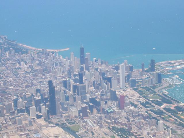 Chicago, IL: View of Chicago from helicopter