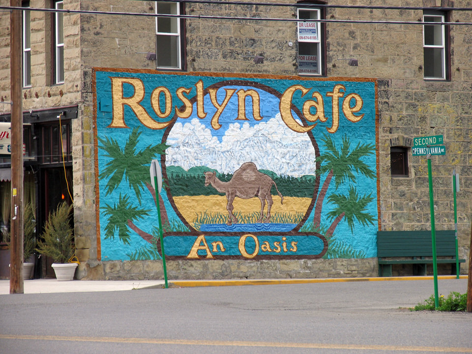 Roslyn, WA: The Renown "Roslyn['s] Cafe" Sign at Second St & Pennsylvania Ave
