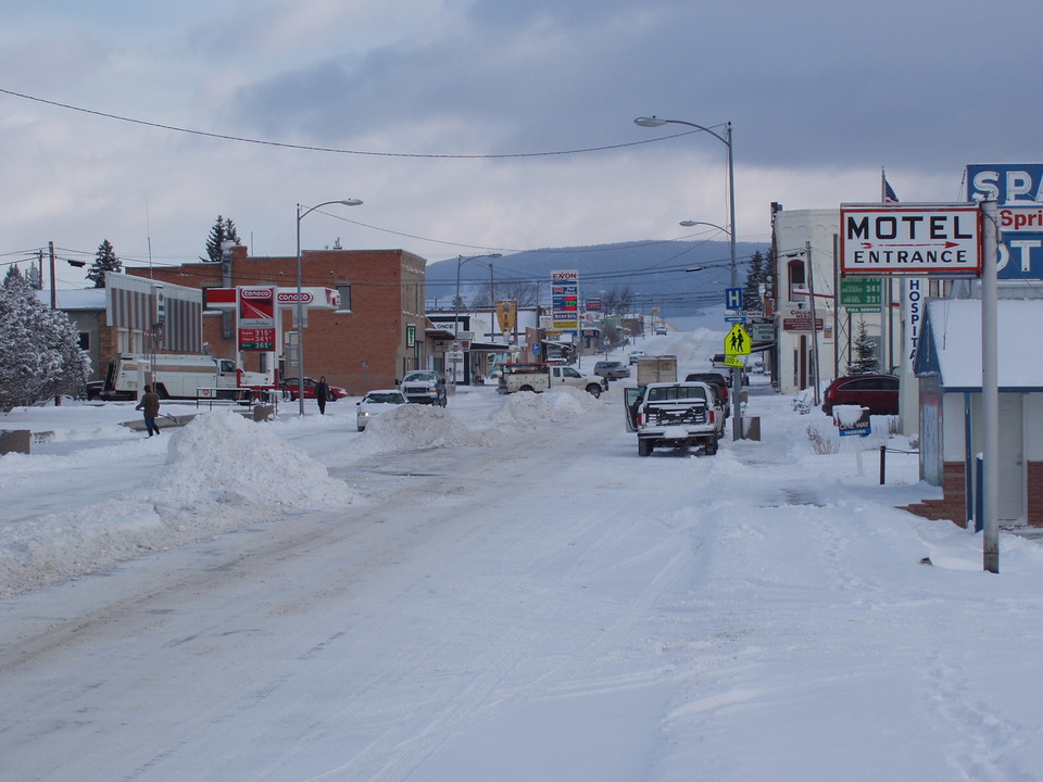 White Sulphur Springs, MT: Main Street in White Sulphur in January
