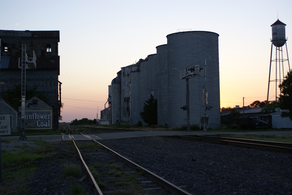 Wilson, KS: Elevators looking west at sunset