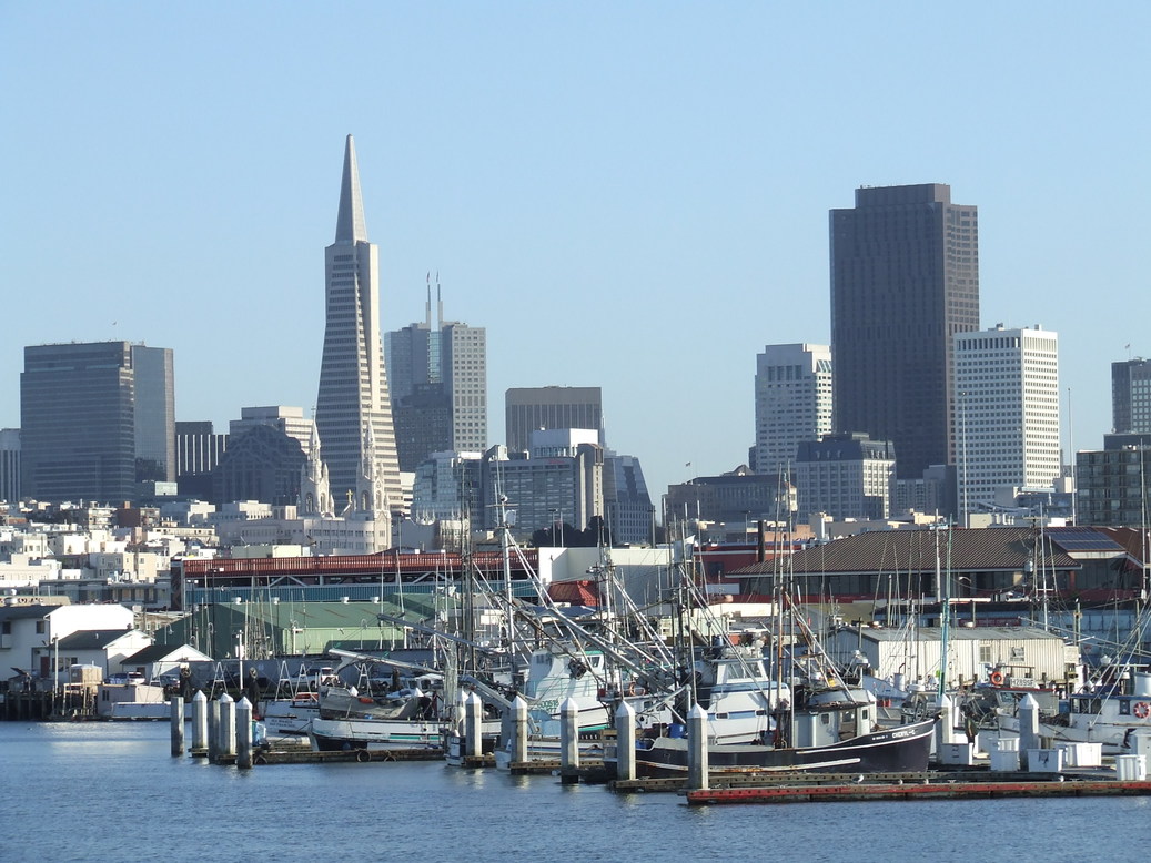 San Francisco, CA: View of San Francisco Marina & downtown