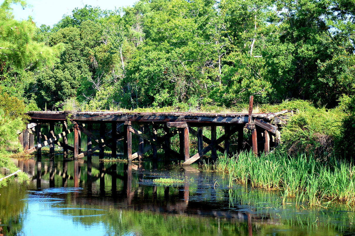 Madisonville, LA railroad trestle on Guste Island in Madisonville