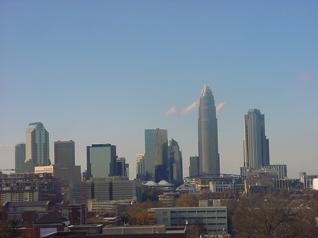 Charlotte, NC: Charlotte skyline...taken from top floor at Presbyterian Hospital, downtown Charlotte, NC.