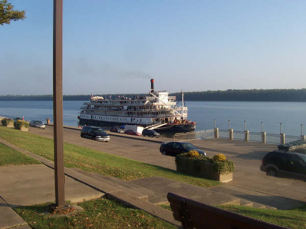 Paducah, KY: Riverfront with Riverboat Docked for the Day