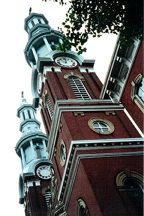 Covington, KY: Steeple of Catholic Church, late evening
