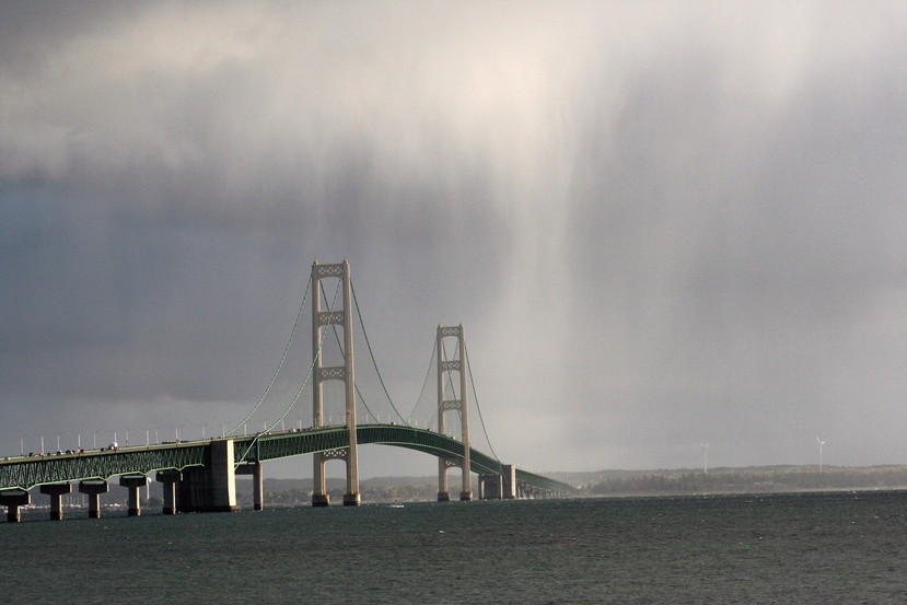 St. Ignace, MI: Down pour on the Mighty Mac