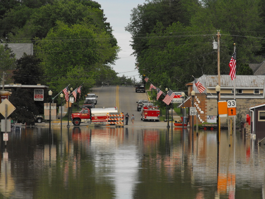 La Valle, WI: Flood 2008 Main Street looking east