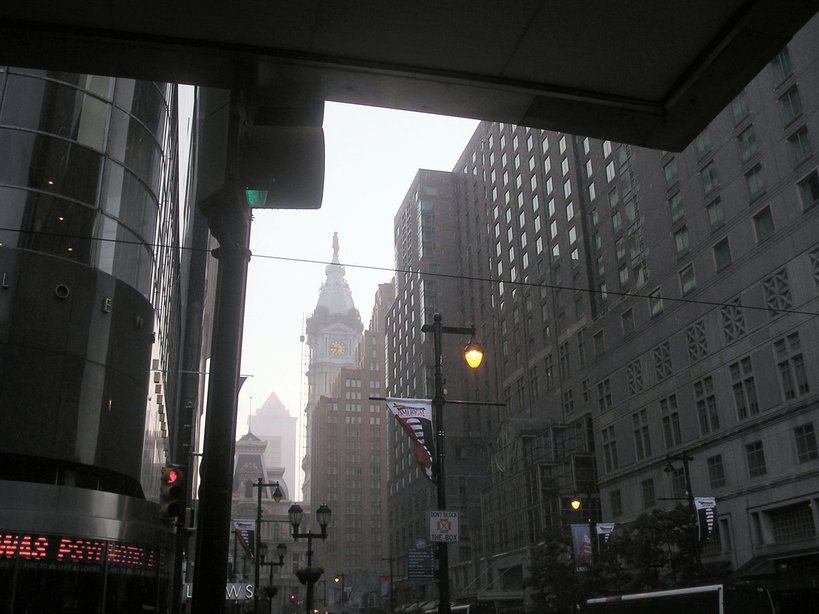 Philadelphia, PA: Stuck in a summer storm at 12th & Market in Philadelphia, PA.