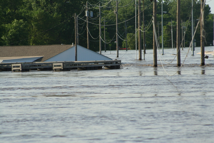 Cedar Falls, IA: during the flood almost fully covering a 20 ft tall building right off the cedar river with only 3 ft showing.