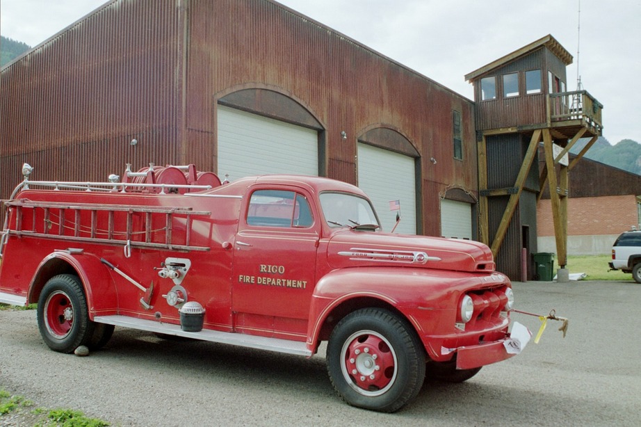Rico, CO: This classic firetruck stands guard in front of the Rico Volunteer Fire Department