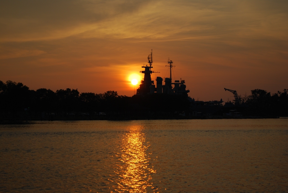 Wilmington, NC: USS North Carolina At Dusk