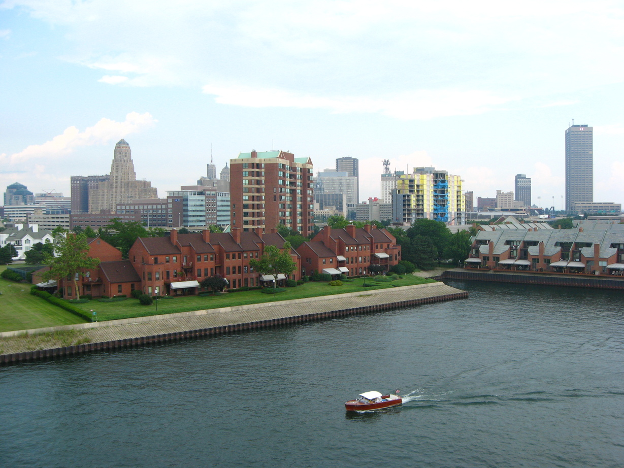 Buffalo, NY: Downtown Buffalo skyline as viewed from Erie Basin Marina Observation Tower