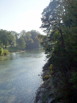 New Braunfels, TX: Comal River looking East from Common Street bridge.