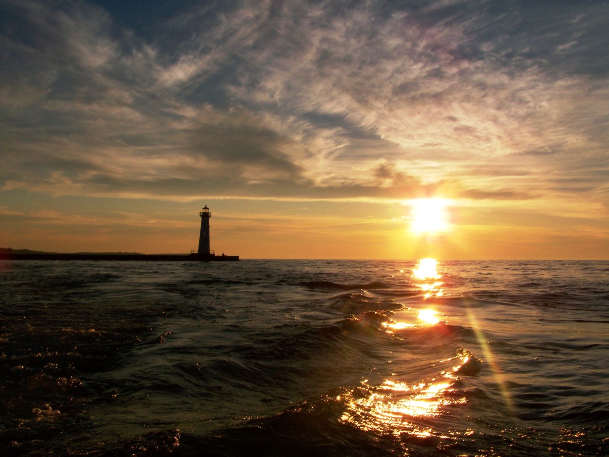 Sodus Point, NY: Sunset on 7-31-08 at the lighthouse point