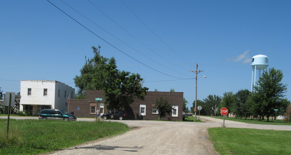 Williamson, IA: View of the post office from Main St. of Williamson, IA
