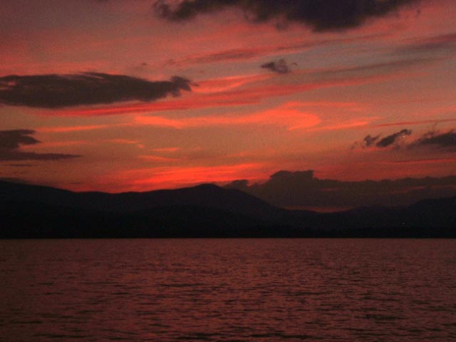 Weld, ME: Sunset over Webb Lake, Weld, Maine