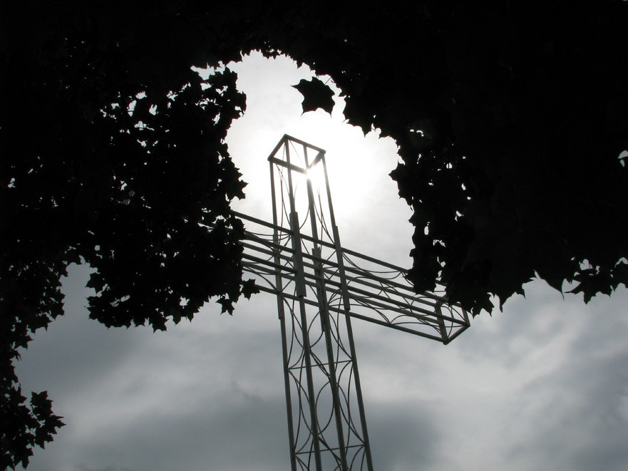 Mio, MI: Cross at Catholic Church in Mio.