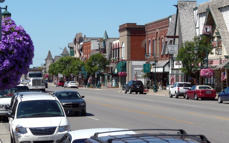 Gaylord, MI: Downtown Area - Looking West and Slightly North down M-32