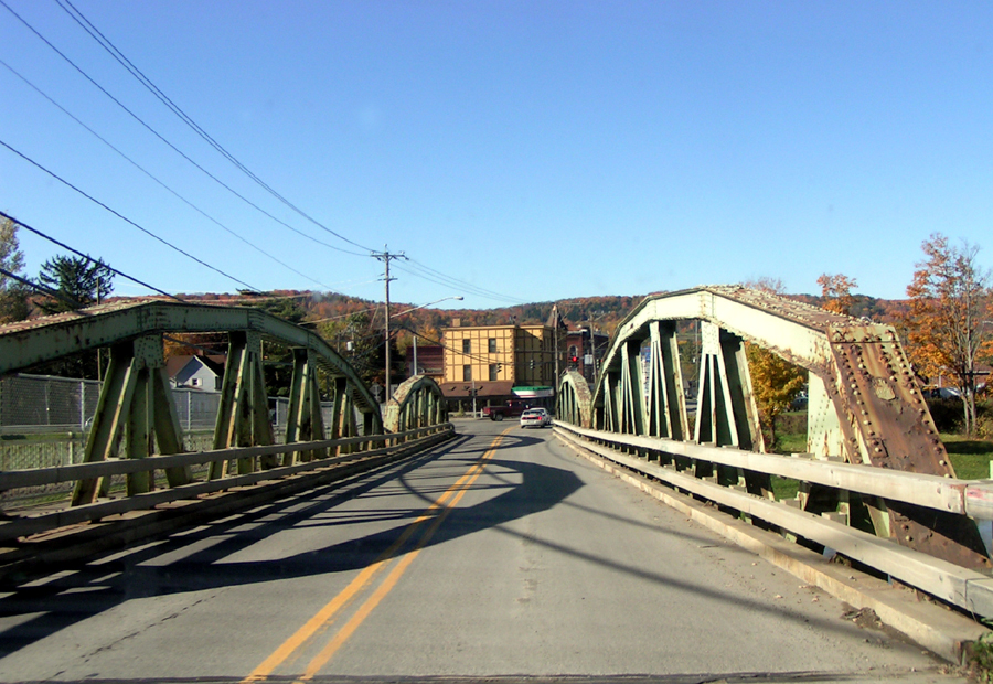 Whitney Point, NY: Historic Main Street Bridge over the Tioughnioga River into Whitney Point NY