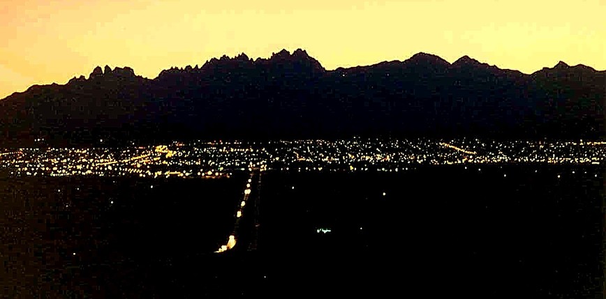 Las Cruces, NM: Twilight Over The Mesilla Valley with Organ Mountains in Silhoutte