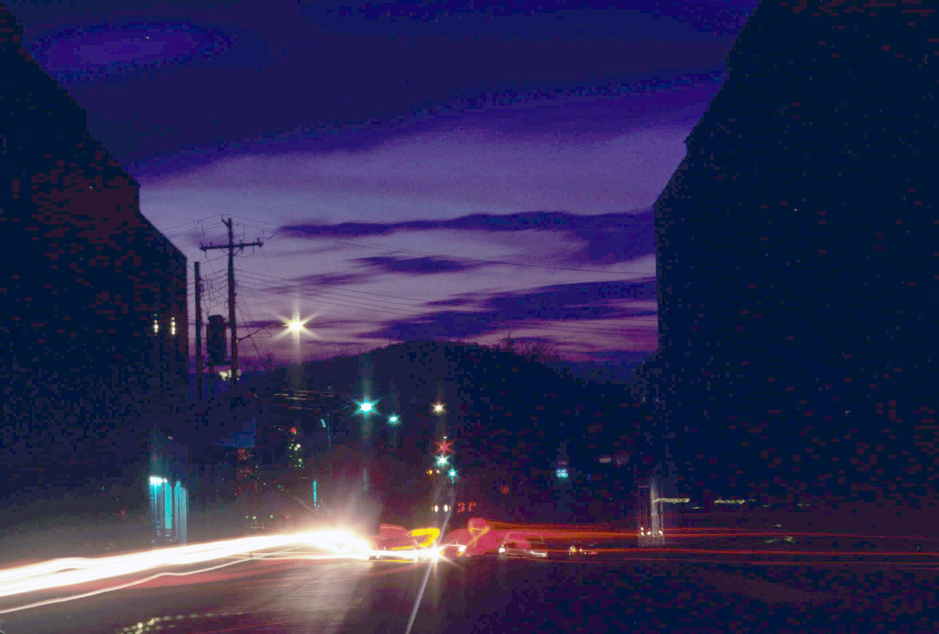 Scottsboro, AL: Looking up Laurel Street at Dusk, 1982