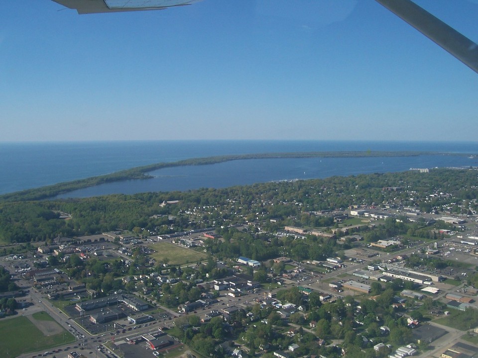Erie, PA: A picture of Presque Isle taken by me from plane.
