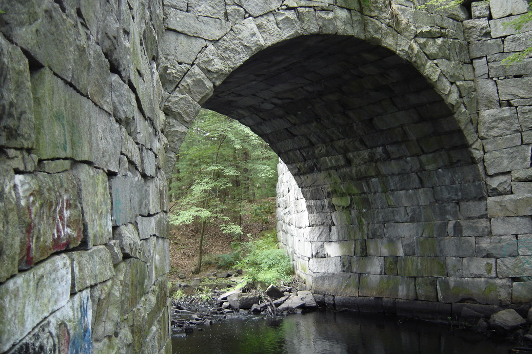 Westford, MA: The dry-fit, stone bridge on the old electric trolley line (now a trail)