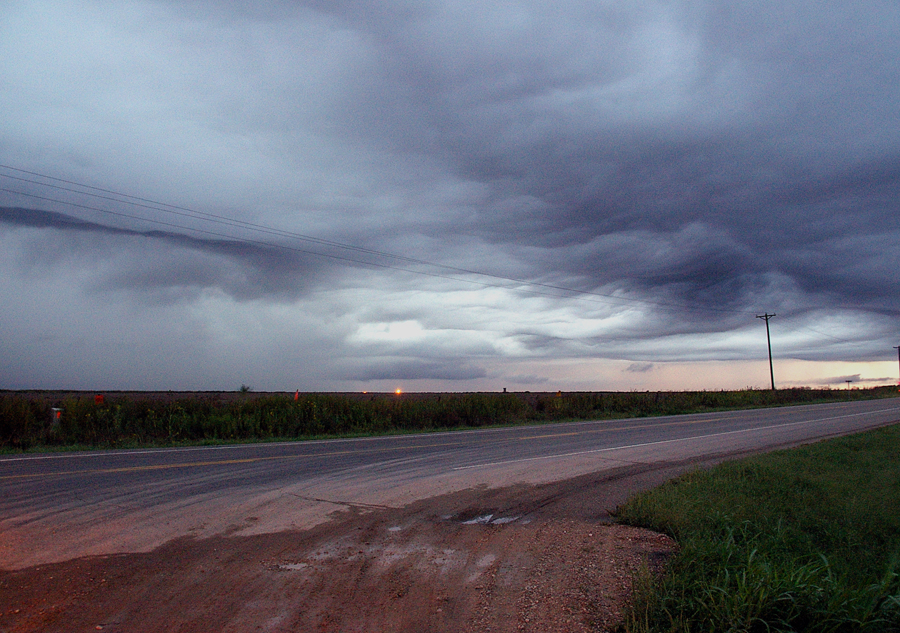 Mobeetie, TX: A THUNDERSTORM approaches above State Highway 152.