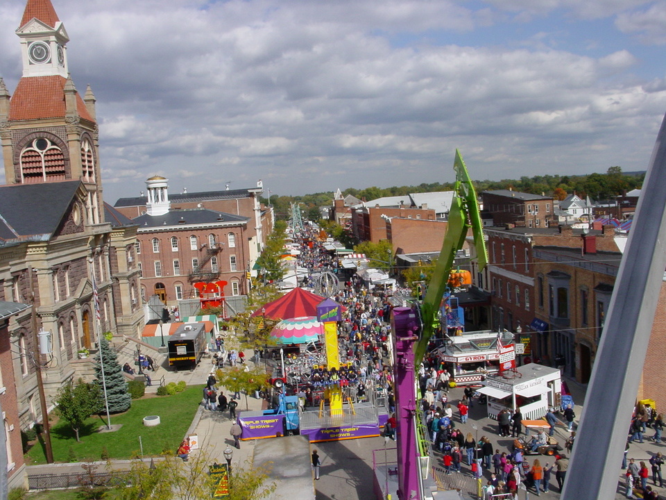 Circleville, OH: Circleville Pumpkin Show from the top of the ferris wheel looking north, 2002