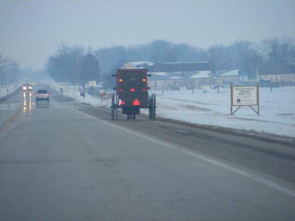 Tuscola, IL: passing a horse and buggy on our way into Tuscola, IL.