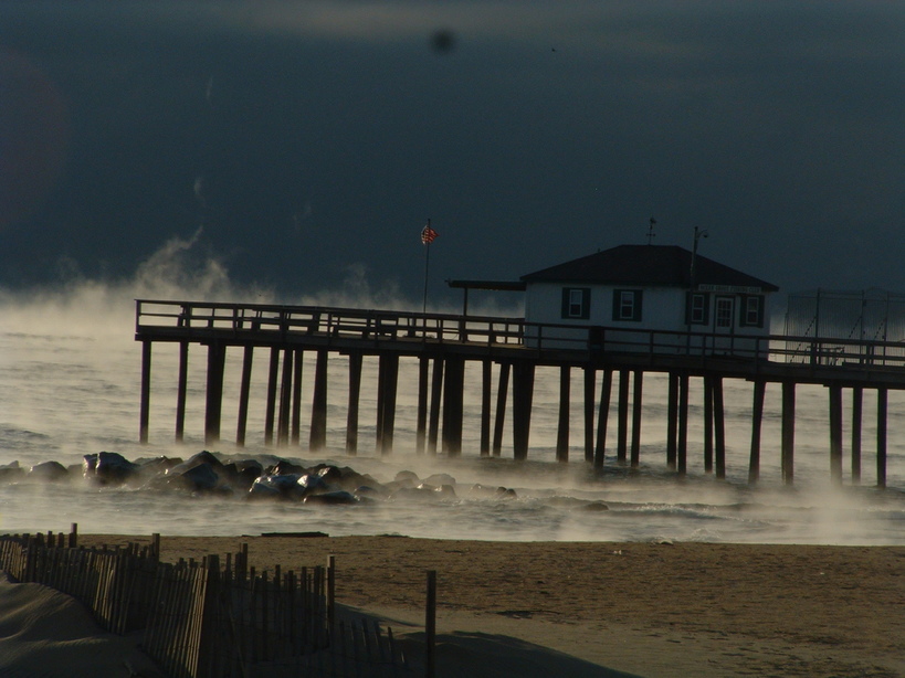 Ocean Grove, NJ: view of the ocean grove pier on a cool october morning