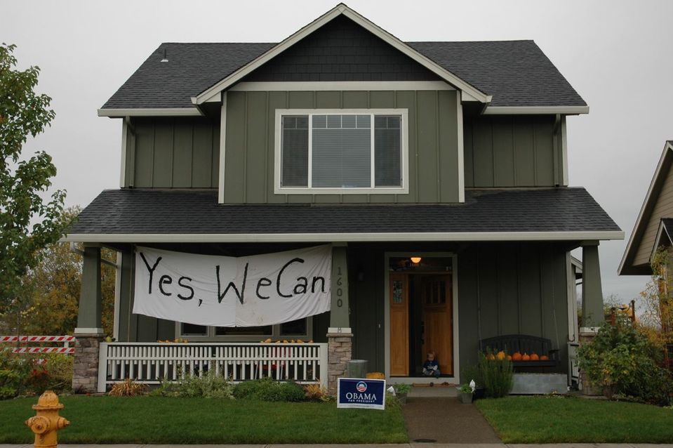 Silverton, OR: Celebrating the result of the 2008 presidential election!