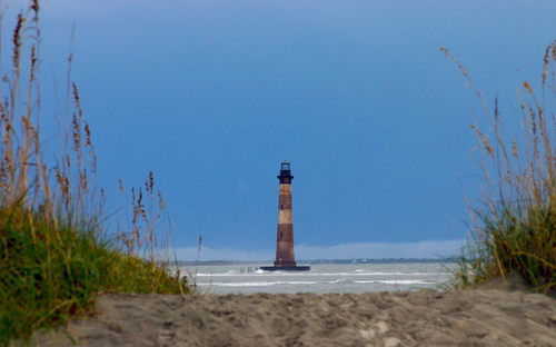 Folly Beach, SC: Morris Island Lighthouse off Folly Beach, SC