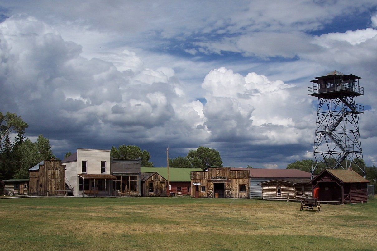 Grand Encampment, WY: Storm Clouds over Grand Encampment Museum