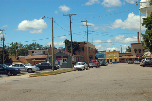 Lawton, MI: Downtown Lawton, MI looking west from around 2nd and Railroad St.