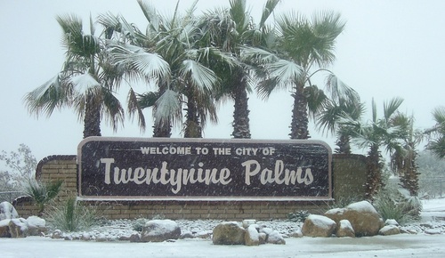 Twentynine Palms, CA: Snow in Twentynine Palms, CA on Dec. 17, 2008