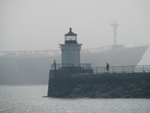 Portland, ME: Bug Light South Portland with "ghost ship" in the fog