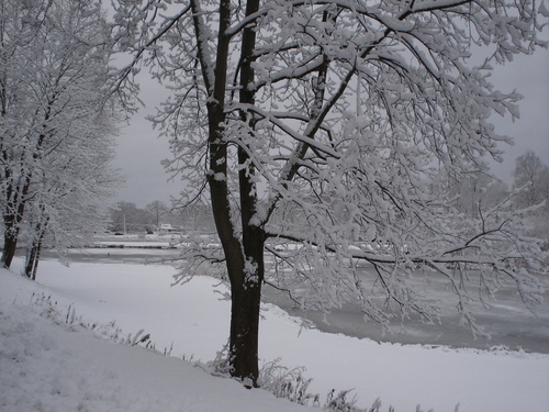 Lake Carmel, NY: Lake Shore Dr facing Terry Hill Rd after snow fall