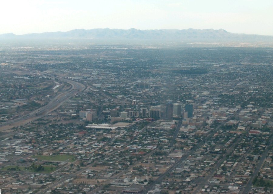Tucson, AZ: View of downtown Tucson from the air