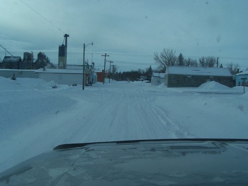 Esmond, ND: Driving into Town after a recent Snow