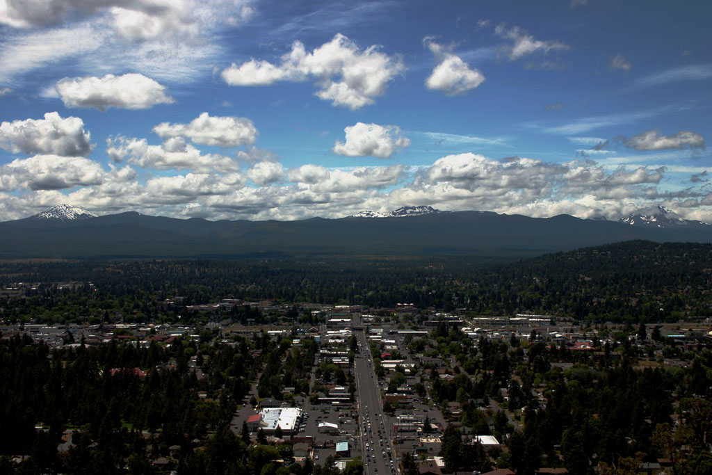 Bend, OR: View of Bend west of Pilot Butte, tallest landmark in the city.